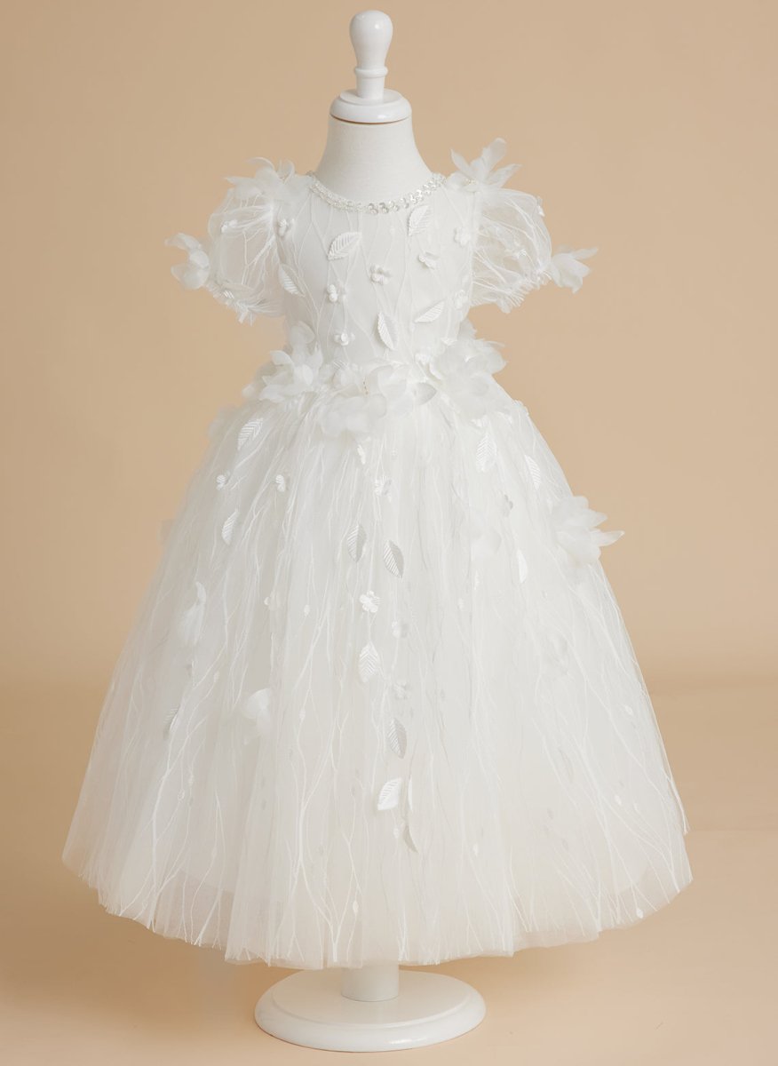 NumberSea - Ball - Gown/Princess Tulle Tea - length White Baby Girl Dress