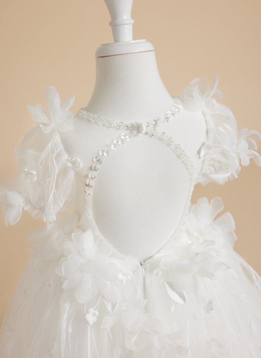 NumberSea - Ball - Gown/Princess Tulle Tea - length White Baby Girl Dress