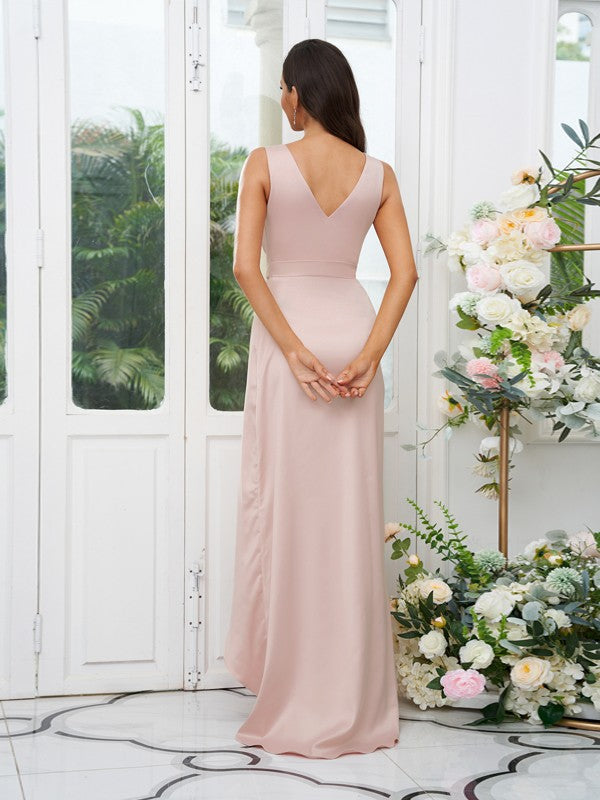 Sheath/Column Charmeuse Ruffles One-Shoulder Sleeveless Short/Mini Bridesmaid Dresses