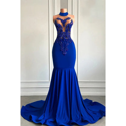 Glamorous & Dramatic Ruffles High Neck Sleeveless Sexy Evening Party Prom Dress