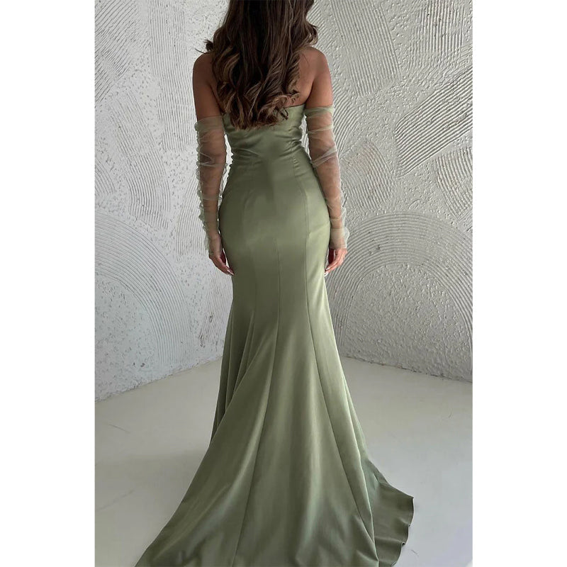 Strapless Trumpet with Train Party Prom Evening Dress