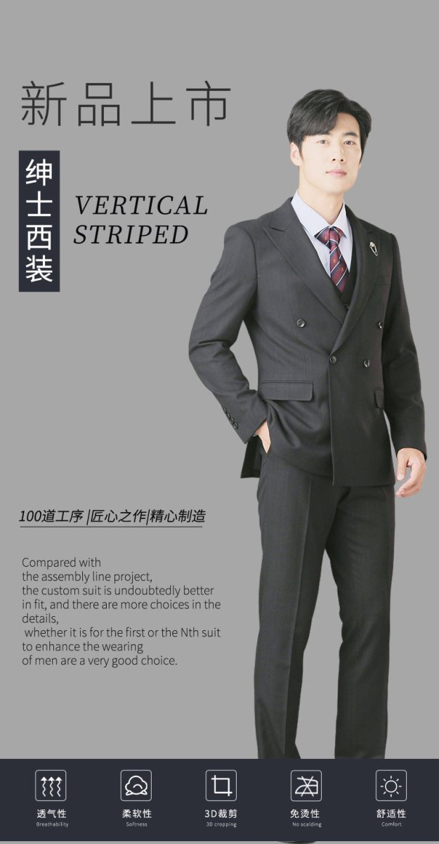 NumberSea - Black peaked lapel double - breasted two - piece suit wedding suit dress groomsmen suit work clothes