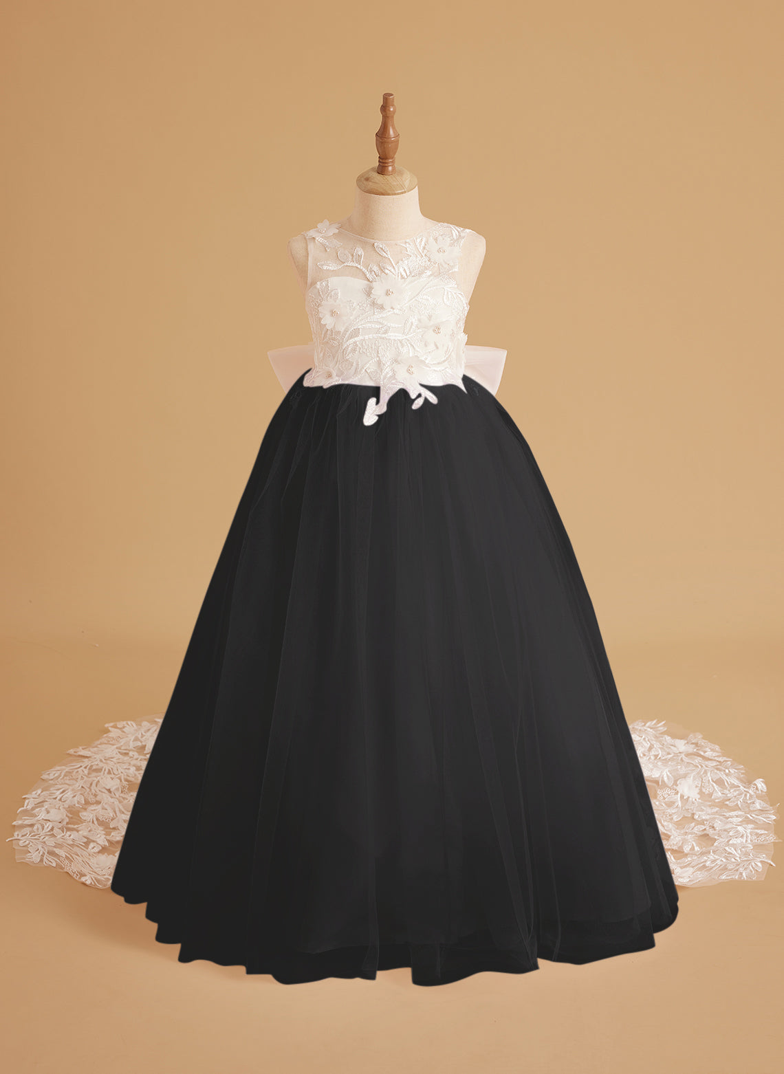 Dream Princess Sleeveless Detachable Train Flower Girl Dress