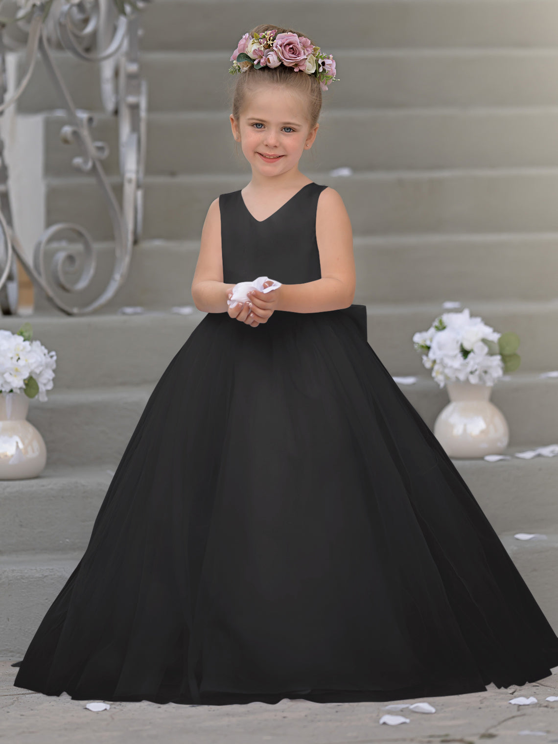 Timeless A-Line Sleeveless Satin and Tulle Flower Girl Dress