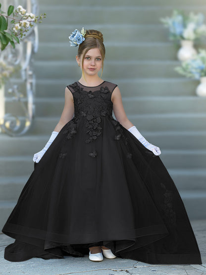 Serenity Princess Ball Gown with Lace Appliques and Butterfly Embellishments