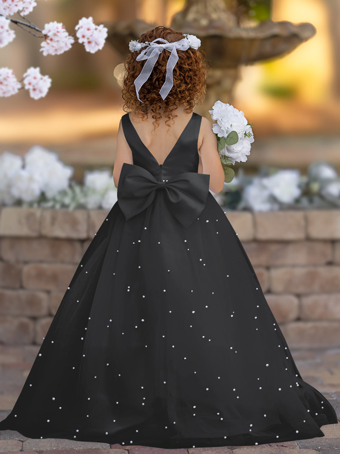 Elegant Princess Ball Gown Satin & Tulle Flower Girl Dress