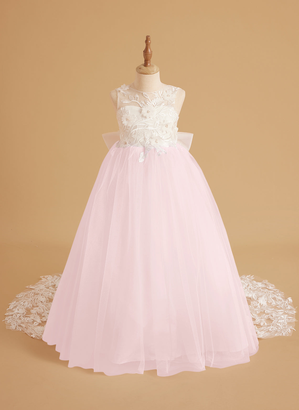 Dream Princess Sleeveless Lace and Tulle with Beading Flower Girl Dress