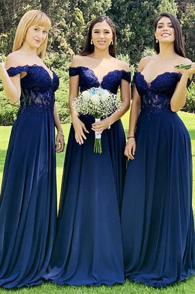 NumberSea - Bridesmaid Dress Lace Off - the - Shoulder A - Line Long