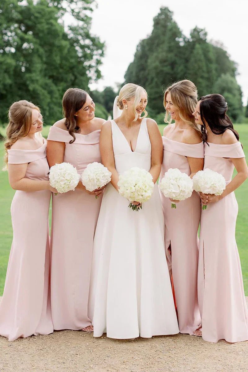 NumberSea - Bridesmaid Dresses Simple Mermaid Off the Shoulder Light Long