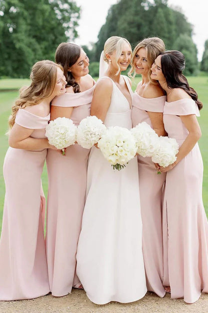 NumberSea - Bridesmaid Dresses Simple Mermaid Off the Shoulder Light Long