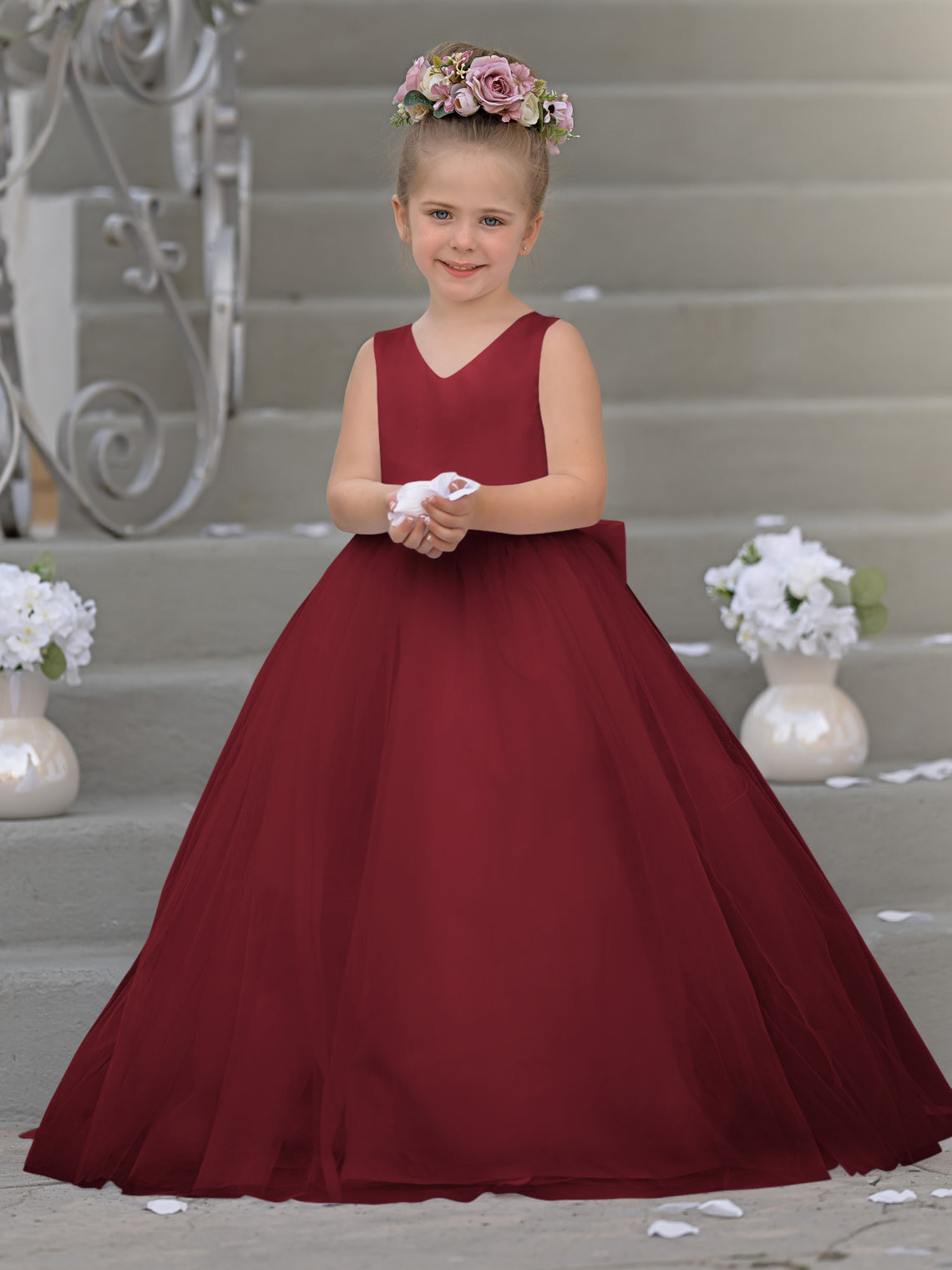 Timeless A-Line Sleeveless Satin and Tulle Flower Girl Dress