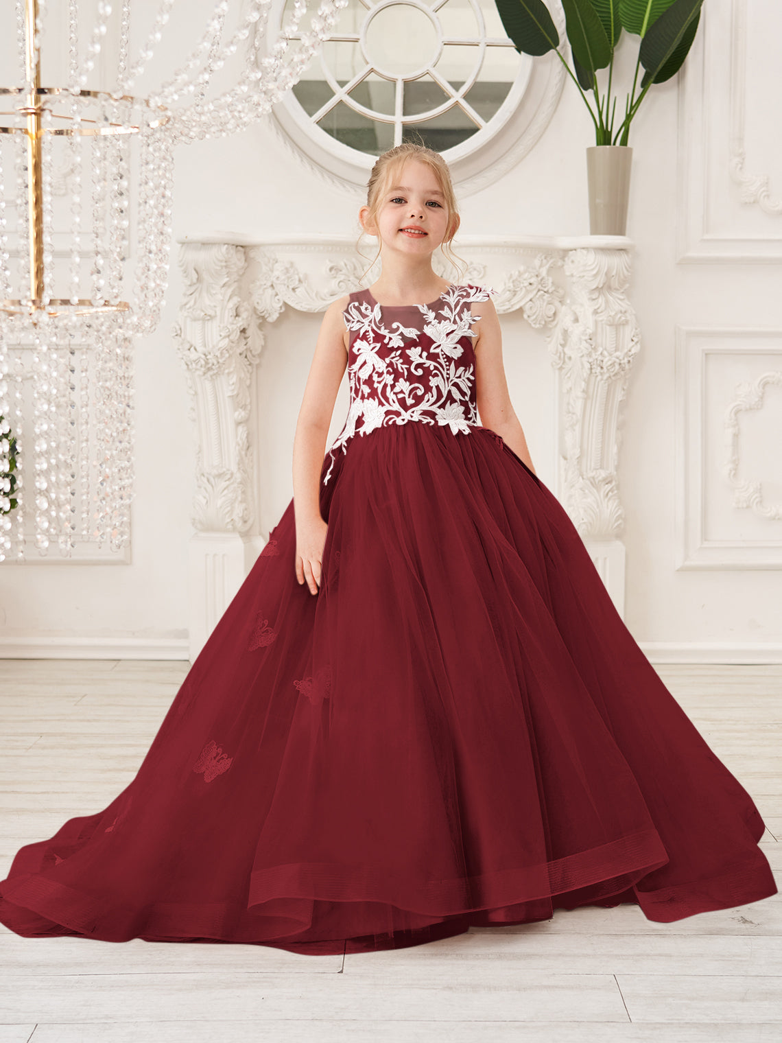 Elegant A-Line Princess Sleeveless Tulle Flower Girl Dress