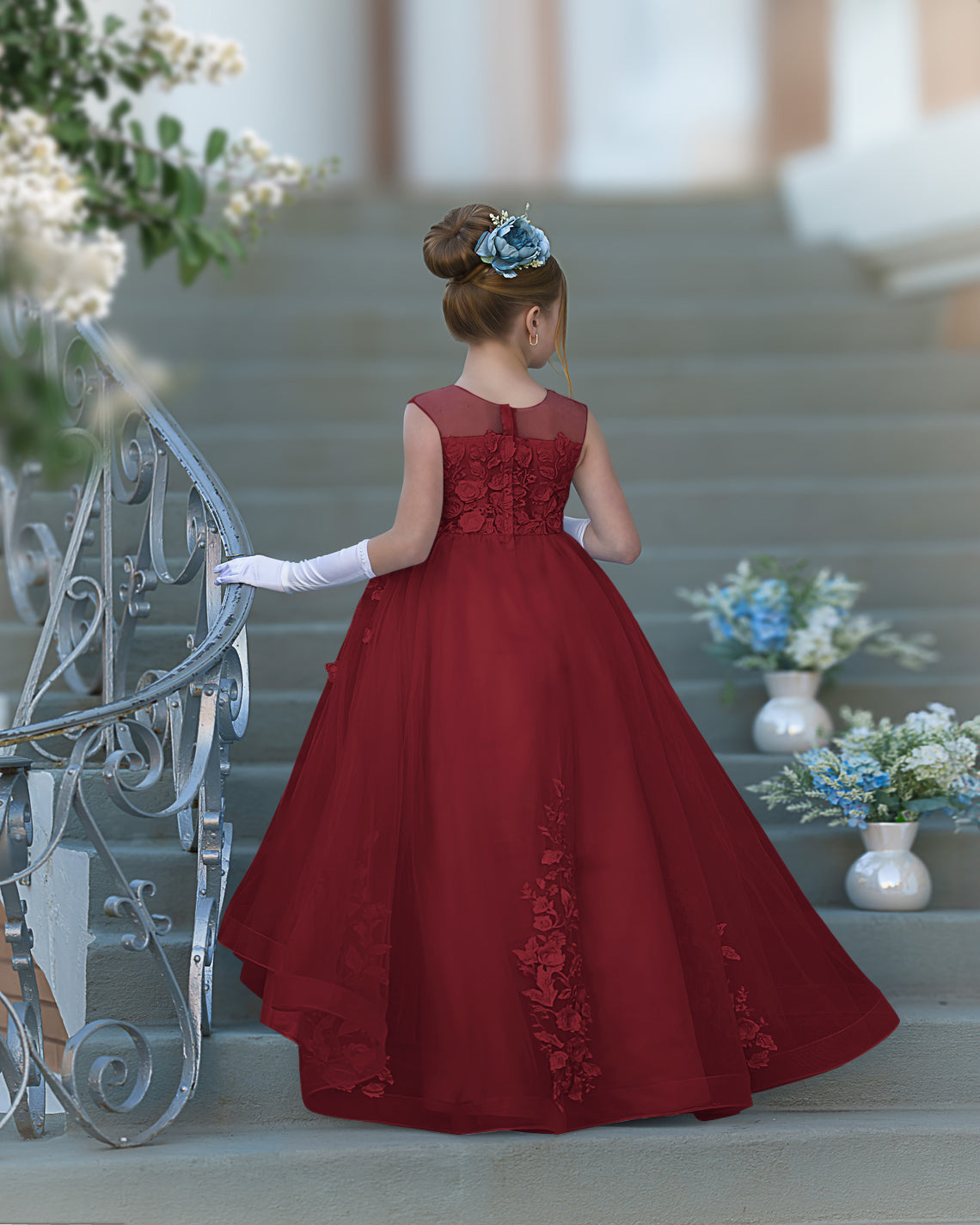 Serenity Princess Ball Gown with Lace Appliques and Butterfly Embellishments