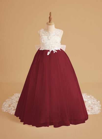 Dream Princess Sleeveless Detachable Train Flower Girl Dress