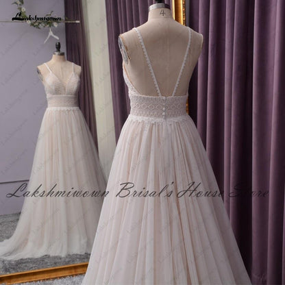 NumberSea Hochzeitskleid mit Spitzenmieder, elegantes Brautkleid