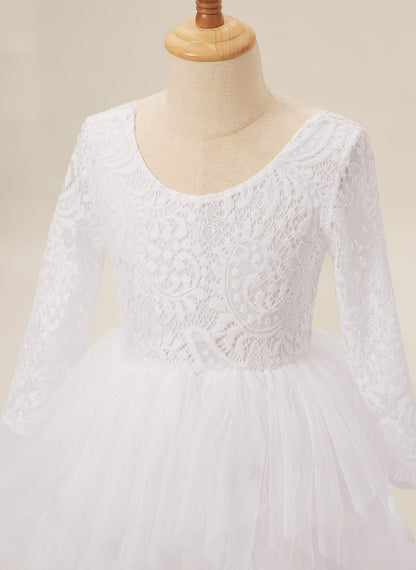 Lace Tulle Knee-length White Dress (2003227580)