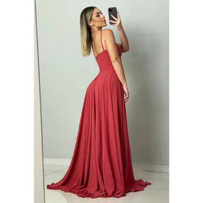 Spaghetti Straps Sweetheart Long Bridesmaid Dress Formal Gown