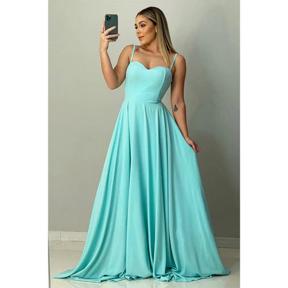 Spaghetti Straps Sweetheart Long Bridesmaid Dress Formal Gown