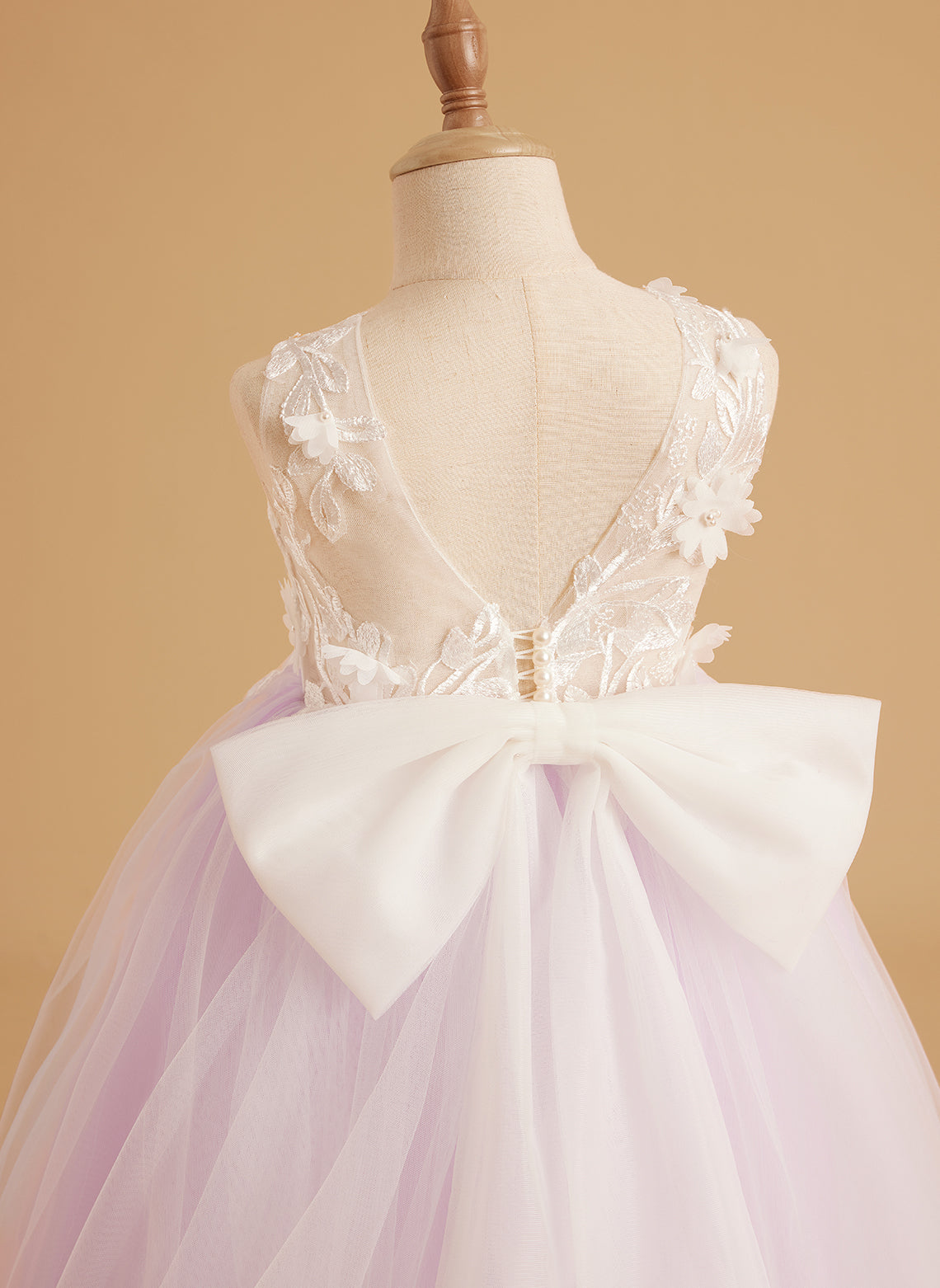 Dream Princess Sleeveless Lace and Tulle with Beading Flower Girl Dress