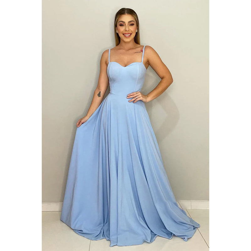 Spaghetti Straps Sweetheart Long Bridesmaid Dress Formal Gown