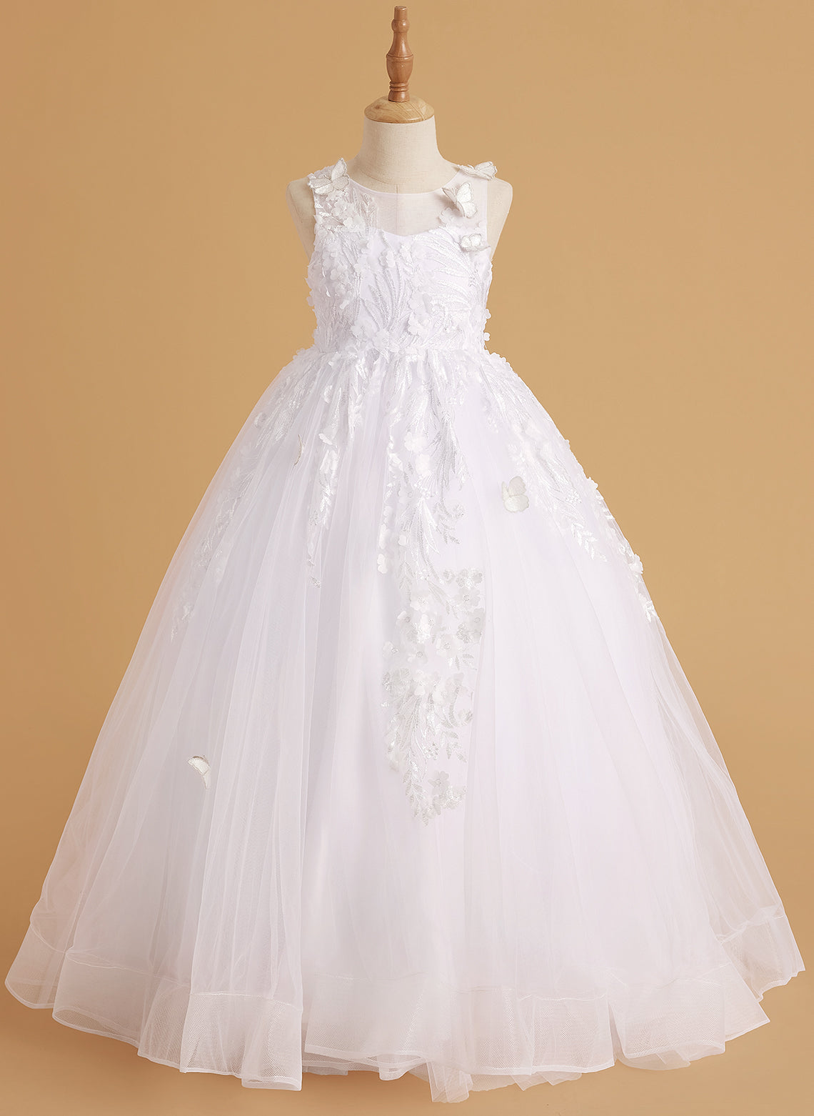 Pink Princess Ball Gown for Girls with Lace Appliqués