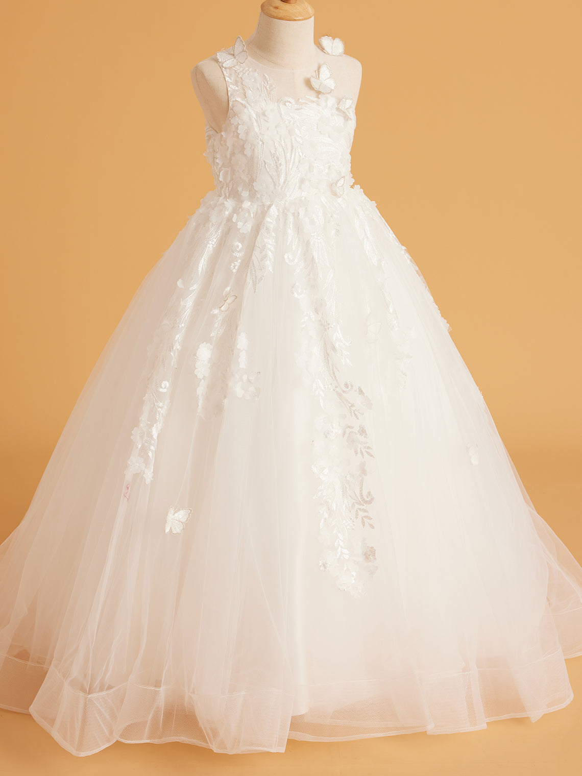 Lace Tulle Sweep Train Ivory Dress (2003227822)