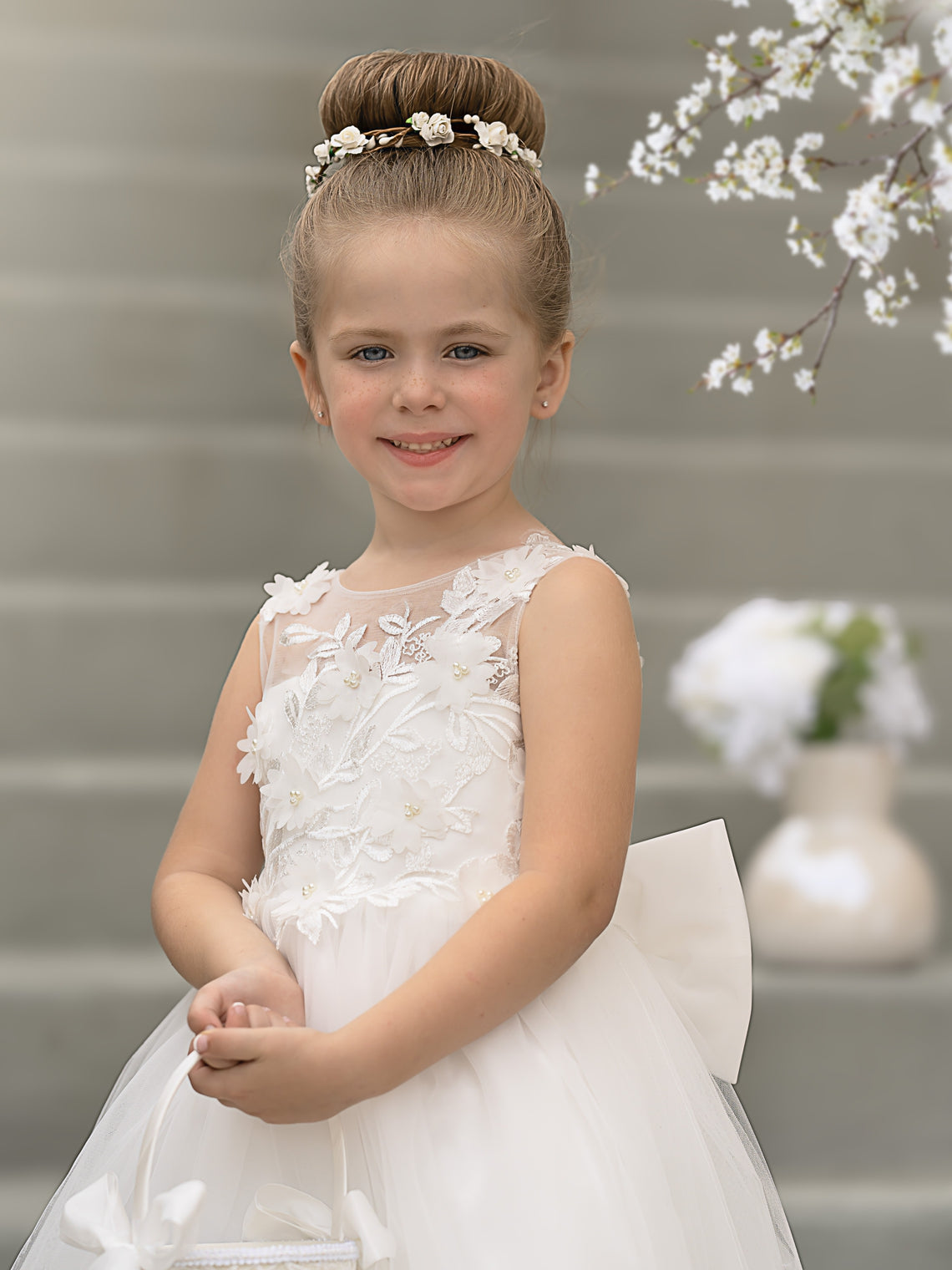 Dream Princess Sleeveless Lace and Tulle with Beading Flower Girl Dress