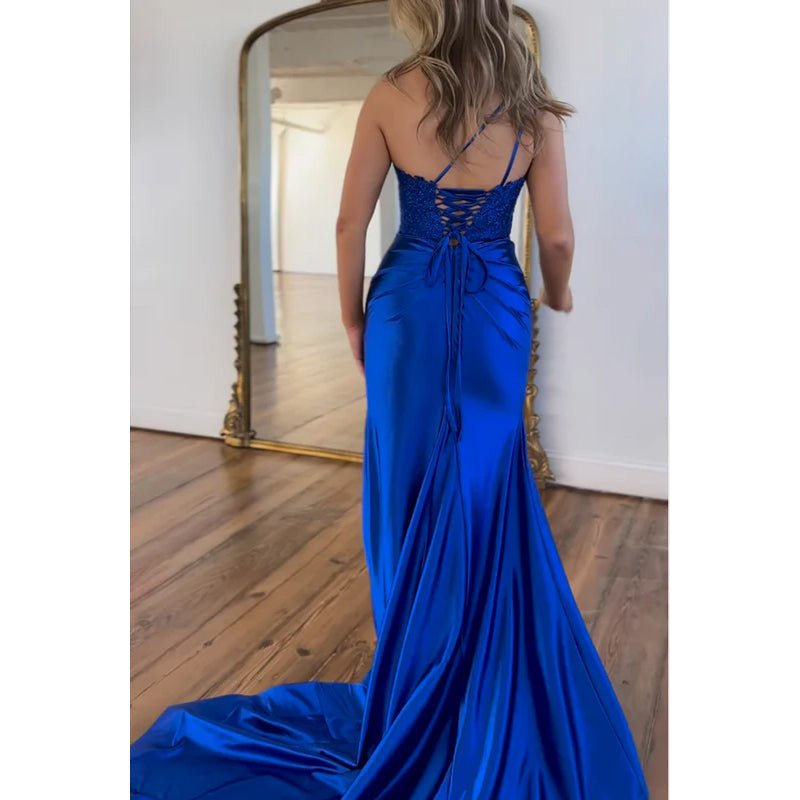 NumberSea - Chic & Hot One Shoulder Sleeveless Mermaid Side Slit Mermaid Formal Party Party Prom Dress