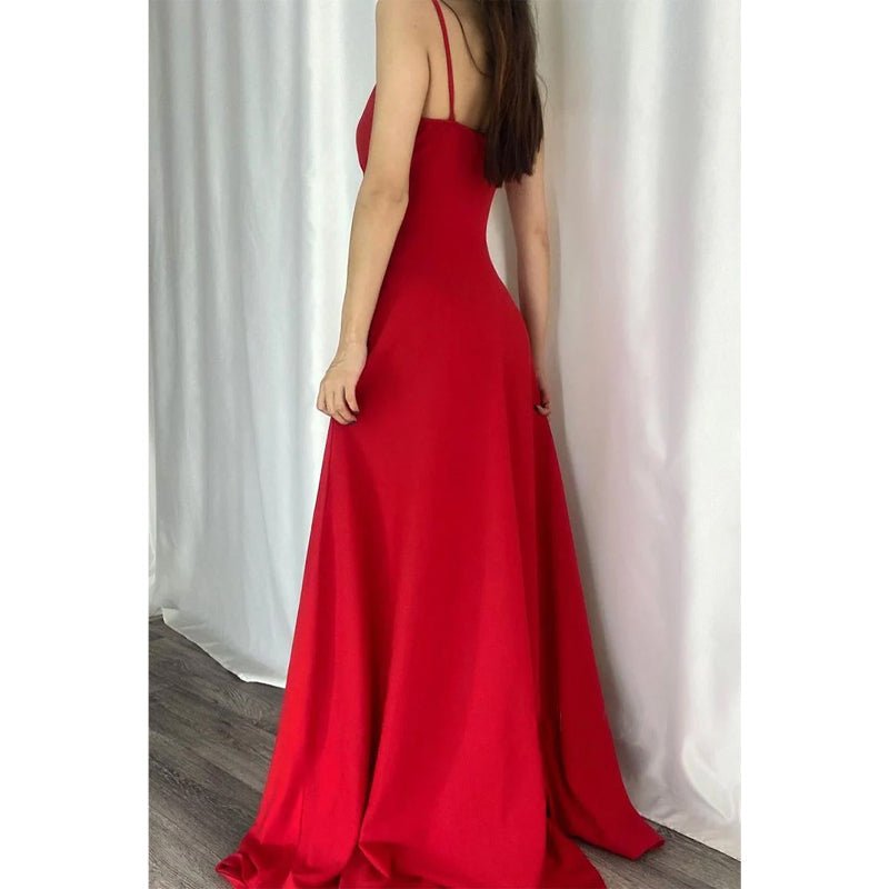 NumberSea - Chic & Modern A - line V - neck Spaghetti Straps Long Prom Formal Dress