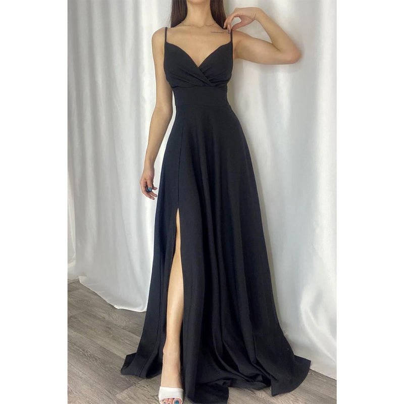 NumberSea - Chic & Modern A - line V - neck Spaghetti Straps Long Prom Formal Dress