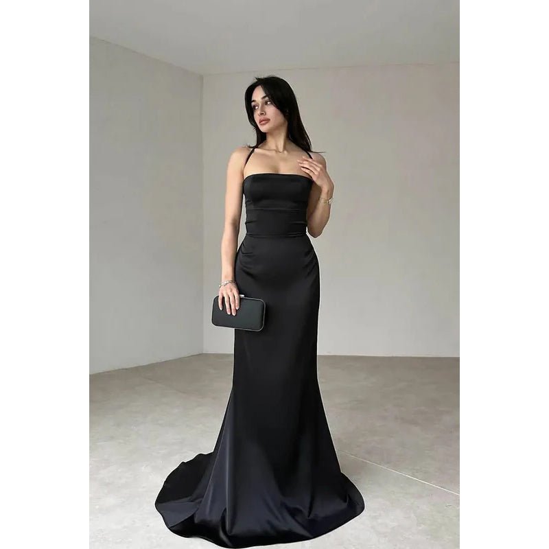 NumberSea - Chic & Modern Criss - Cross Straps Sleeveless Trumpet Evening Party Prom Dress