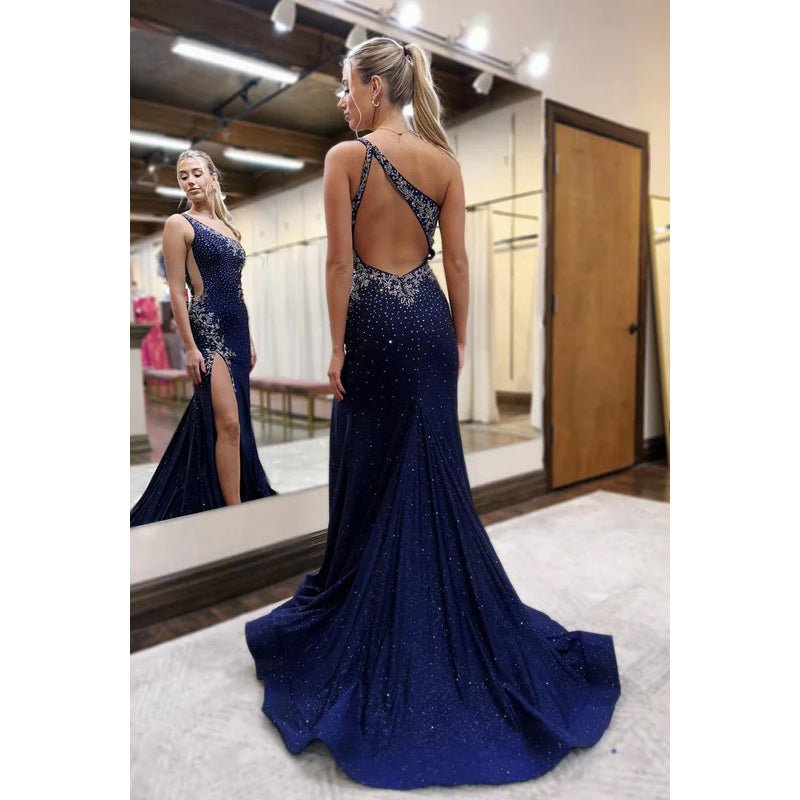 NumberSea - Chic & Morden One Shoulder Side Slit Backless Mermaid Party Prom Dress