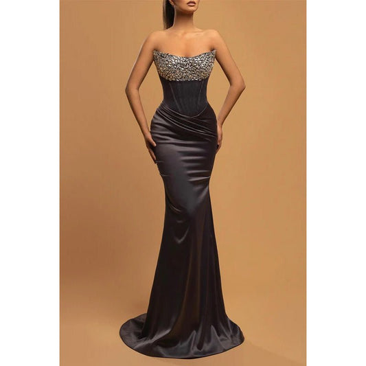 NumberSea - Chic & Morden Trumpet Sleeveless Off - Shoulder Ruched Party Prom Dress