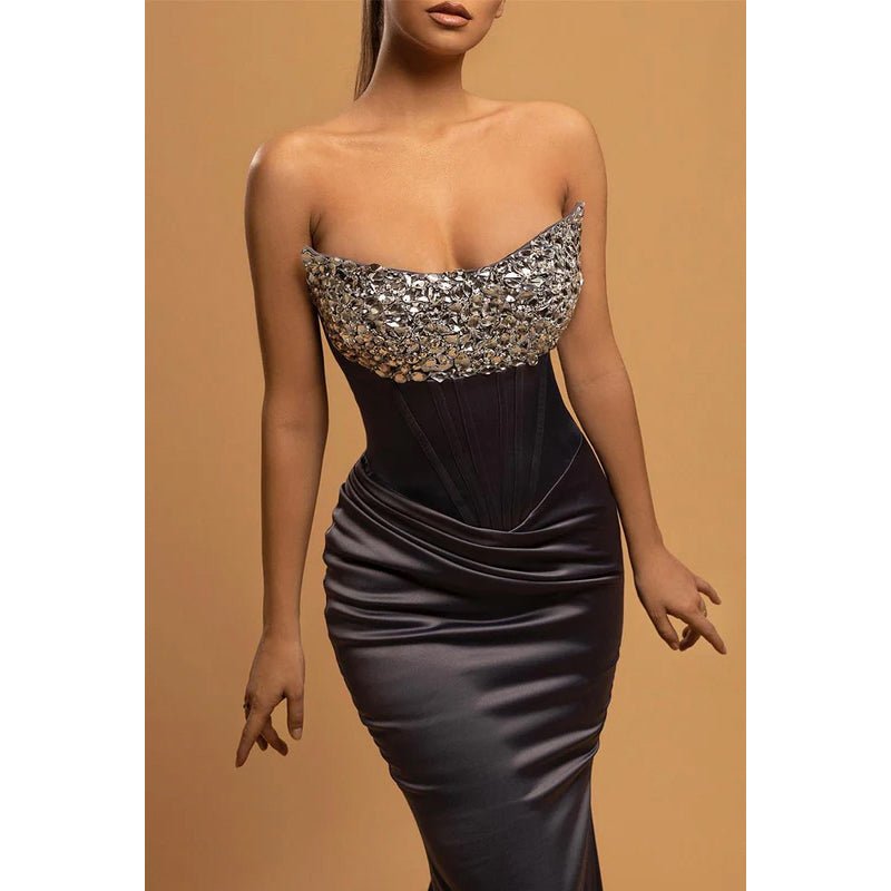 NumberSea - Chic & Morden Trumpet Sleeveless Off - Shoulder Ruched Party Prom Dress