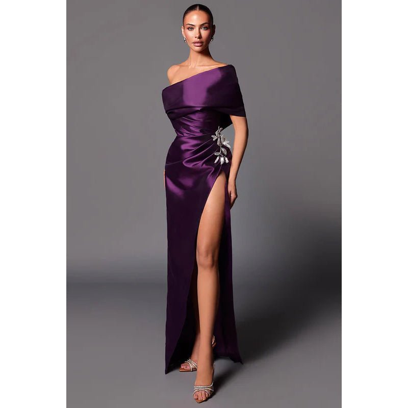 NumberSea - Classic & Timeless Off - Shoudler Side Slit Sheath Party Prom Dress