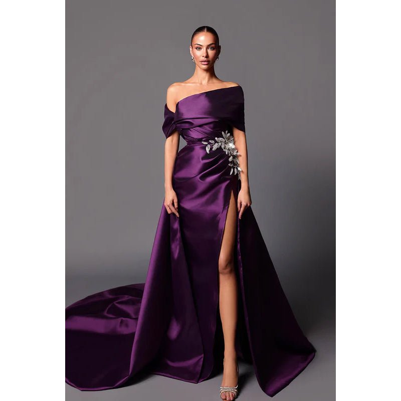 NumberSea - Classic & Timeless Off - Shoudler Side Slit Sheath Party Prom Dress