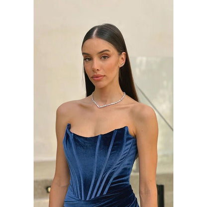 NumberSea - Classic & Timeless Off - Shoudler Sleevelesss Ruched Side Slit Party Prom Dress