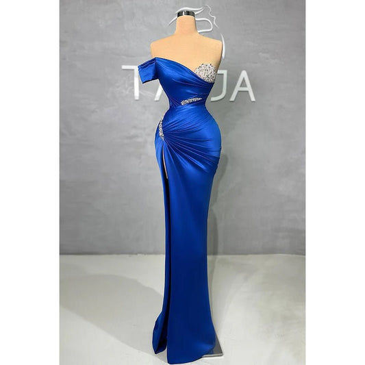 NumberSea - Classic & Timeless Off - Shoulder Cap Sleeves Sheath Side Slit Formal Prom Dress