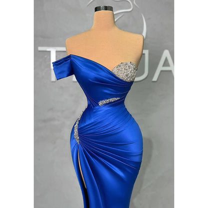 NumberSea - Classic & Timeless Off - Shoulder Cap Sleeves Sheath Side Slit Formal Prom Dress