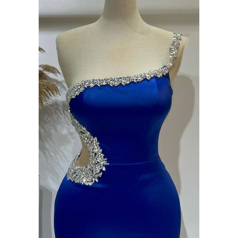 NumberSea - Classic & Timeless Sheath One Shoulder Beaded Formal Party Gown Prom Dress with Cut - outs