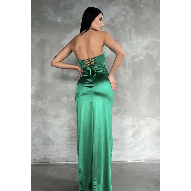 NumberSea - Couture & Elegant Sheath/Column Off - Shoudler Sleeveless Side Slit Ruched Party Prom Dress