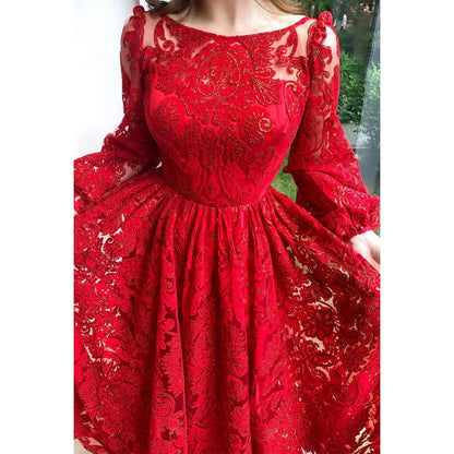 NumberSea - Couture & Ornate A - Line Long Sleeves Printed Formal Party Prom Dress