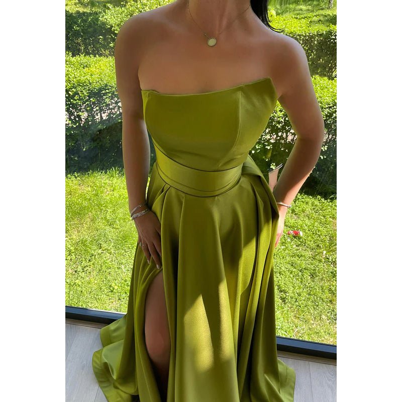 NumberSea - Couture & Ornate A - Line Ruffles Sleeveless Off - Shoulder Slit Formal Party Prom Dress