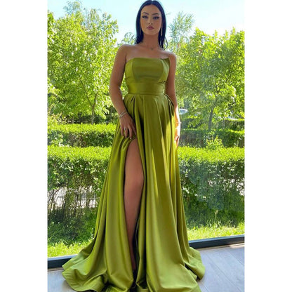 NumberSea - Couture & Ornate A - Line Ruffles Sleeveless Off - Shoulder Slit Formal Party Prom Dress