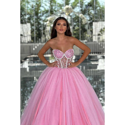 NumberSea - Couture & Ornate Off - Shoudler Sleeveless A - line Tulle Ball Gown Party Prom Dress