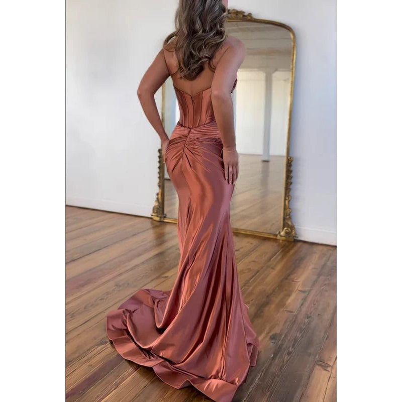 NumberSea - Couture & Ornate Sweetheart Sleeveless Side Slit Mermaid Evening Party Prom Dress