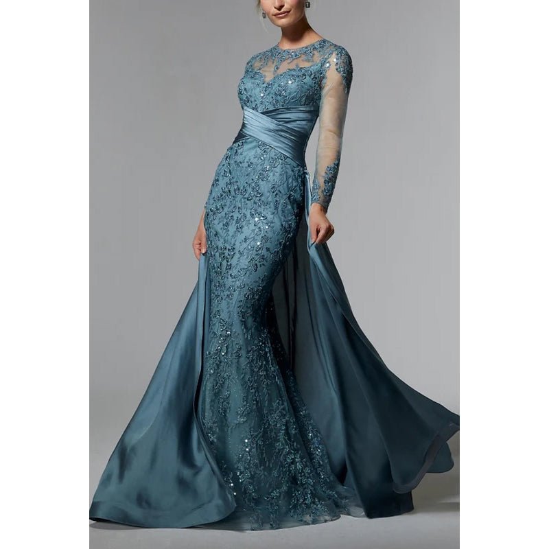 NumberSea - Couture & Ornate Trumpet/Mermaid Long Sleeves Sparkly Evening Party Prom Dress