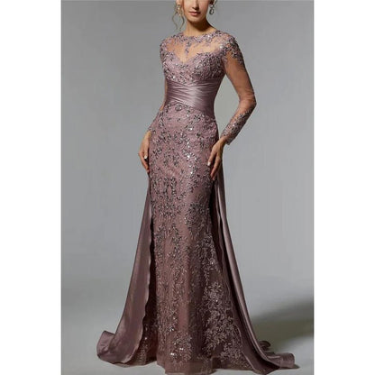 NumberSea - Couture & Ornate Trumpet/Mermaid Long Sleeves Sparkly Evening Party Prom Dress