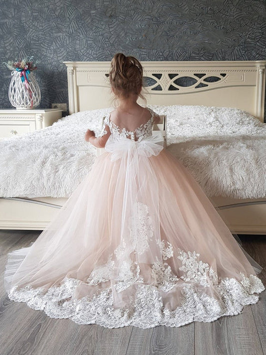 Cute Long Princess Boho Flower Girl Dresses with Sleeves