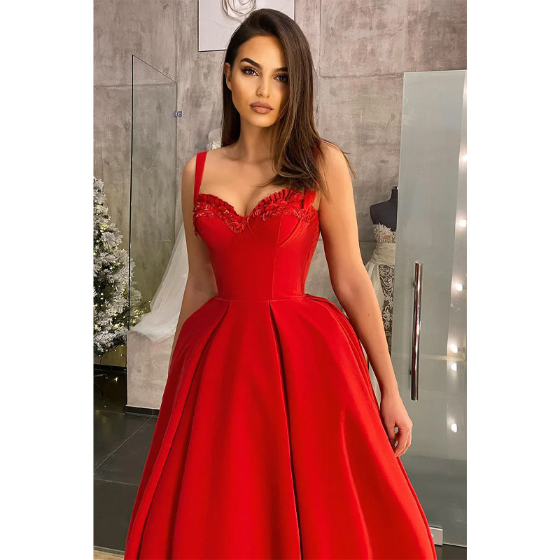 Spaghetti Straps Red Vintage Homecoming Dress Prom Gown